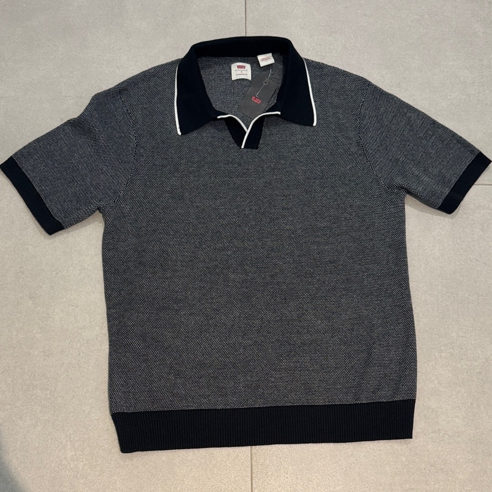 Levi's medium Dark navy and white standard fit Polo knitted Shirt knit casual